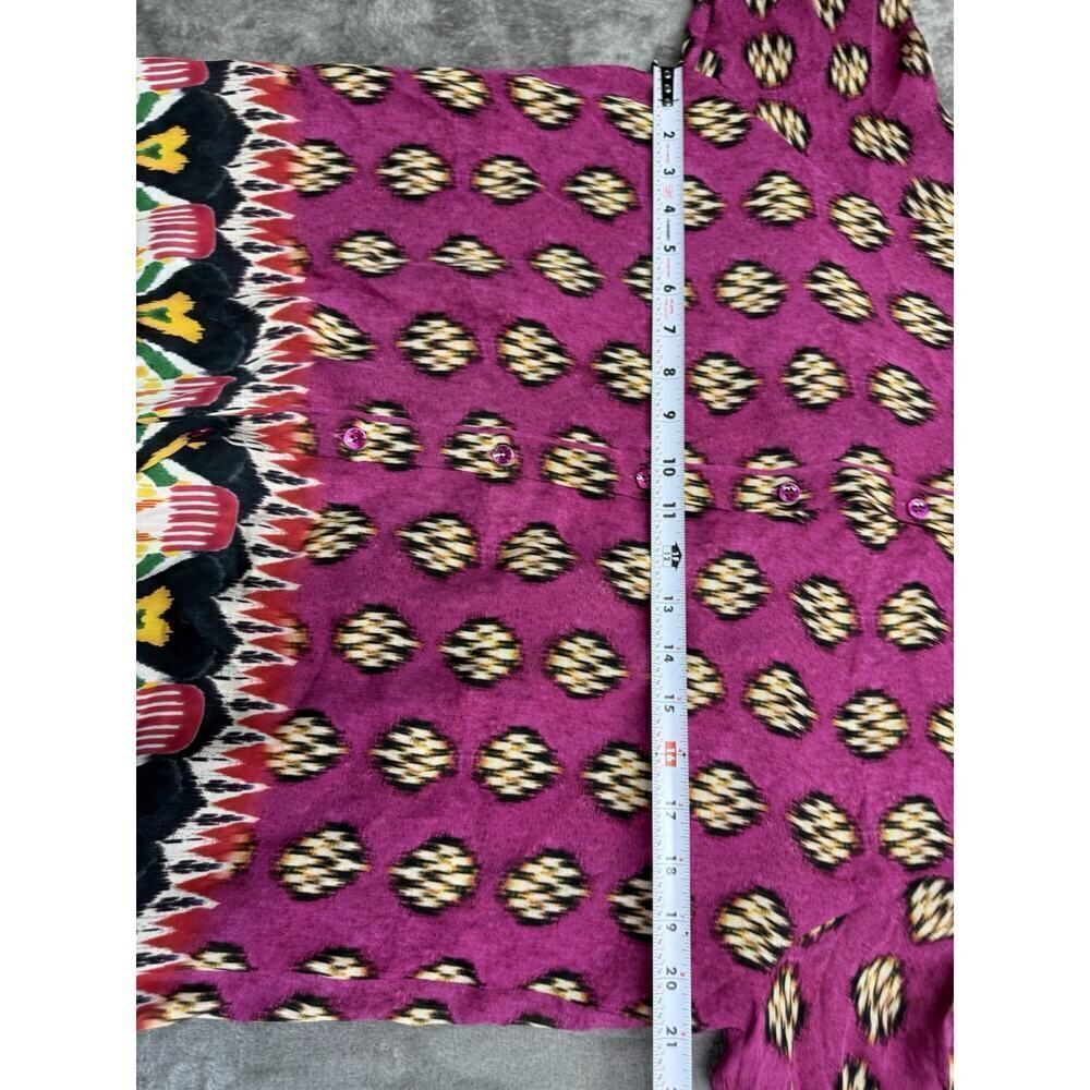 Etro 100% Silk Button-Up Blouse Pink Ikat Print Size US 10 (IT 46) - Picture 11 of 15